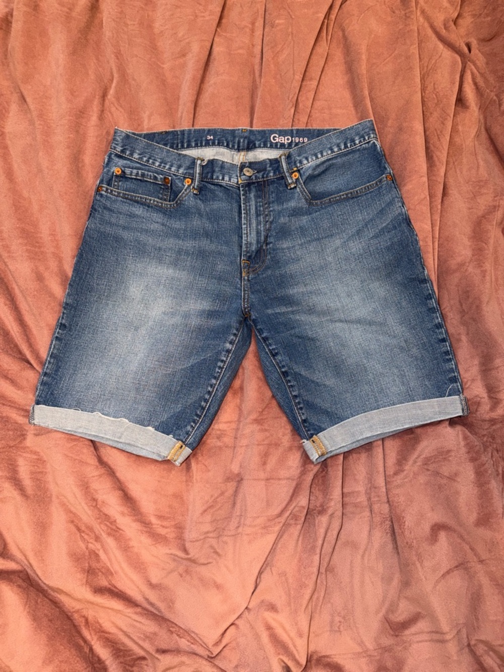 GAP Men's Dark Blue Rolled-Hem Denim Shorts